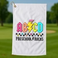 Abcd Preschool Rocks Pencil Lightning Teachers Rock Golf Towel thumb 1