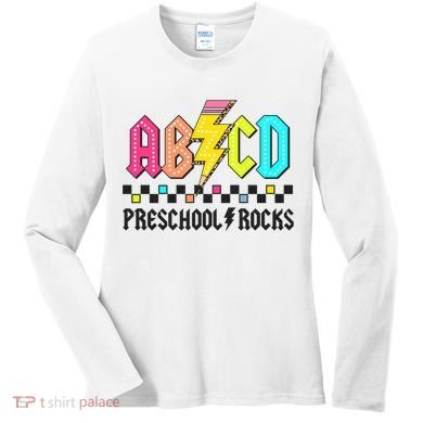Abcd Preschool Rocks Pencil Lightning Teachers Rock Women's Long Sleeve Shirt