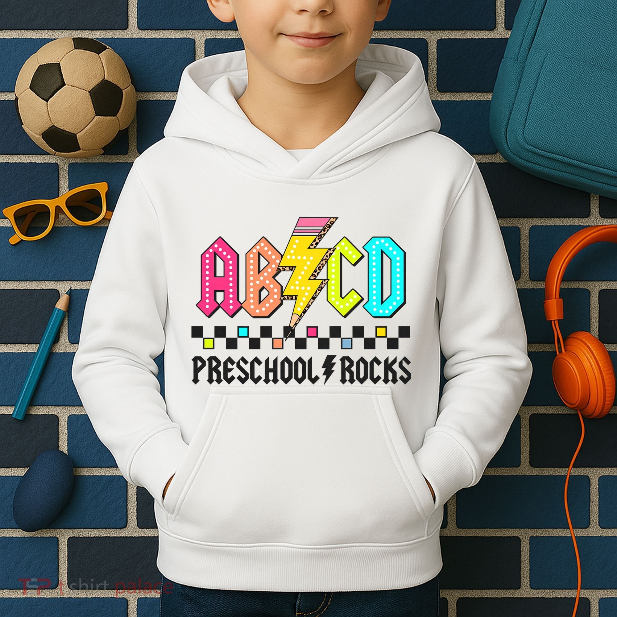 Abcd Preschool Rocks Pencil Lightning Teachers Rock Kids Hoodie