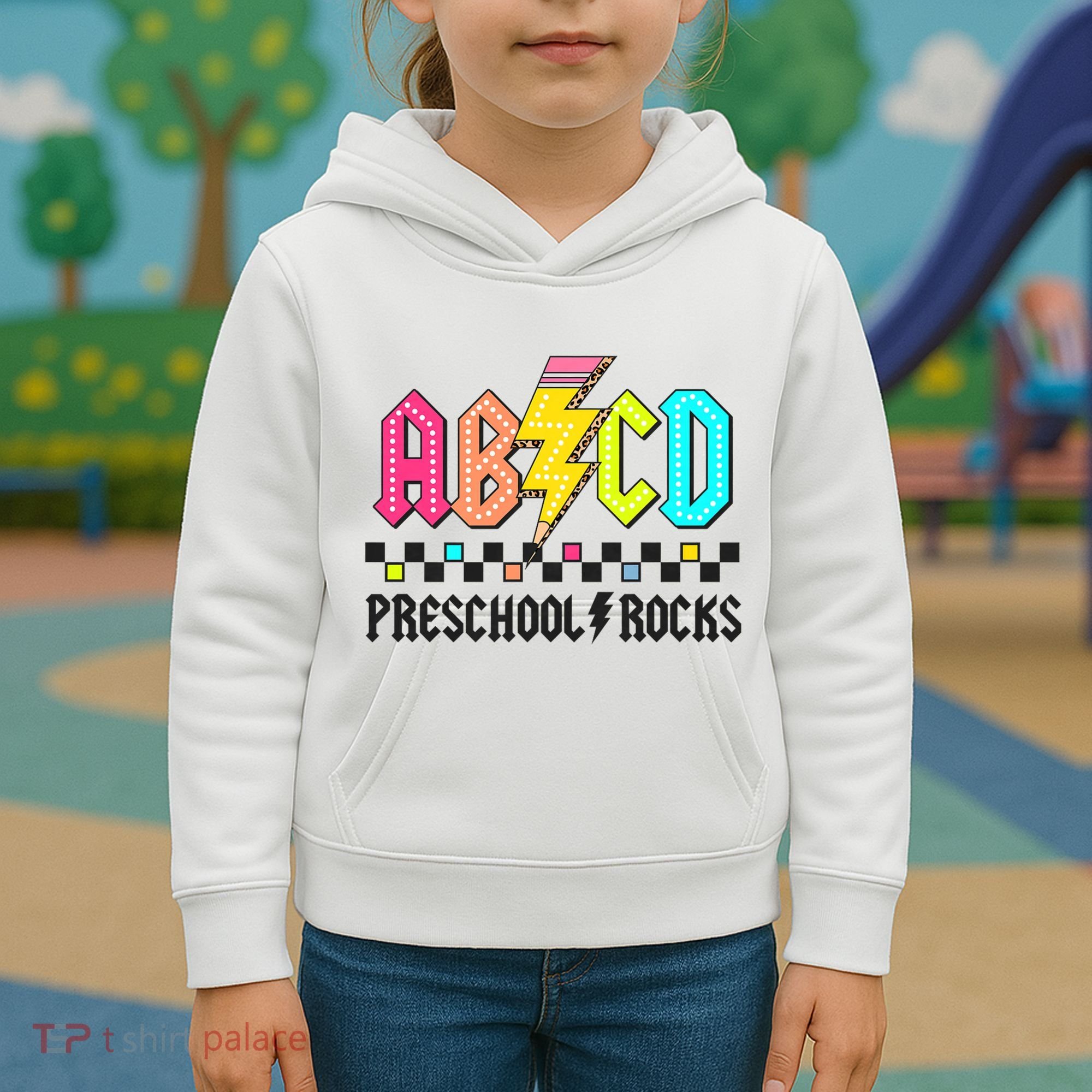 Abcd Preschool Rocks Pencil Lightning Teachers Rock Kids Hoodie