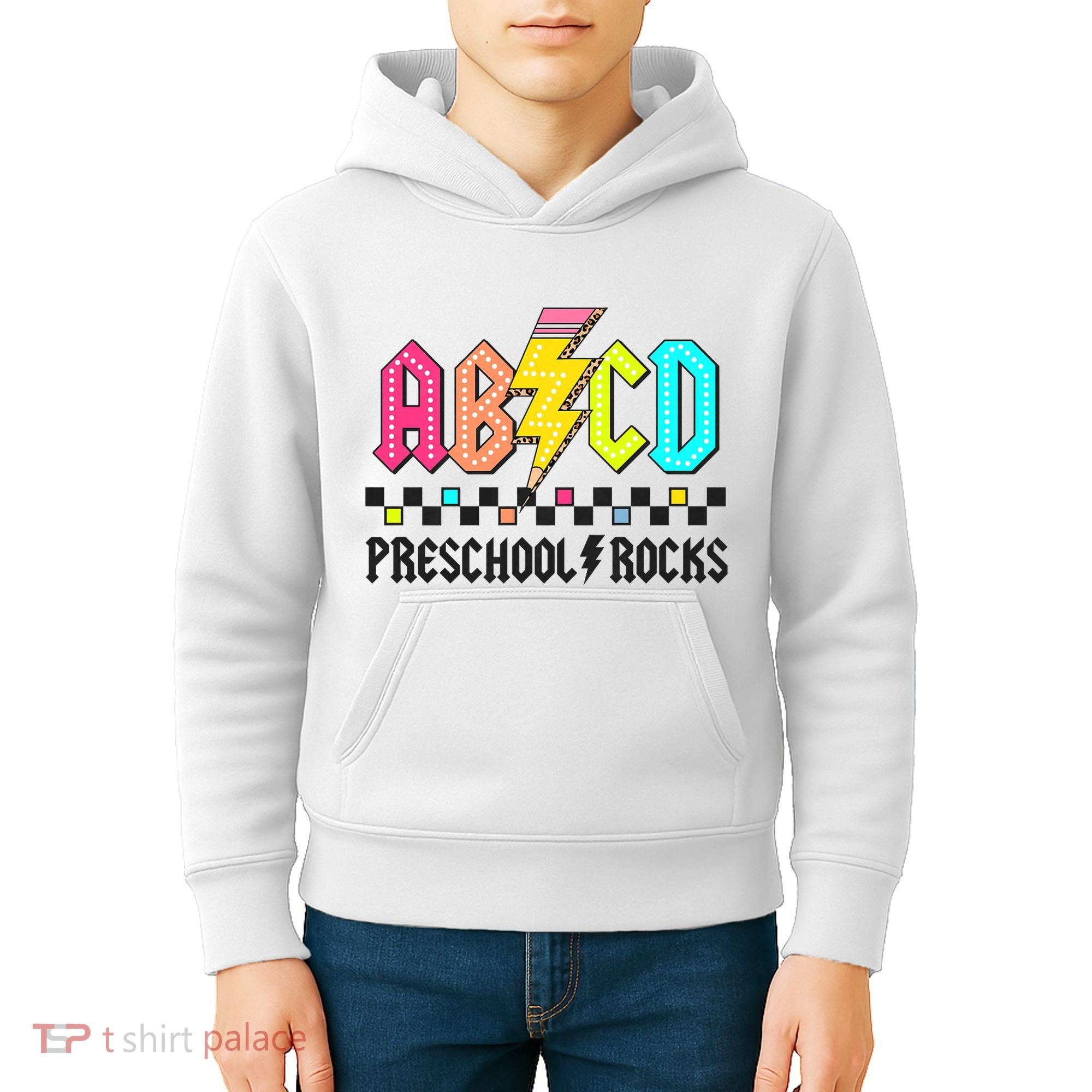 Abcd Preschool Rocks Pencil Lightning Teachers Rock Kids Hoodie