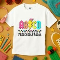 Abcd Preschool Rocks Pencil Lightning Teachers Rock Kids T-Shirt thumb 3