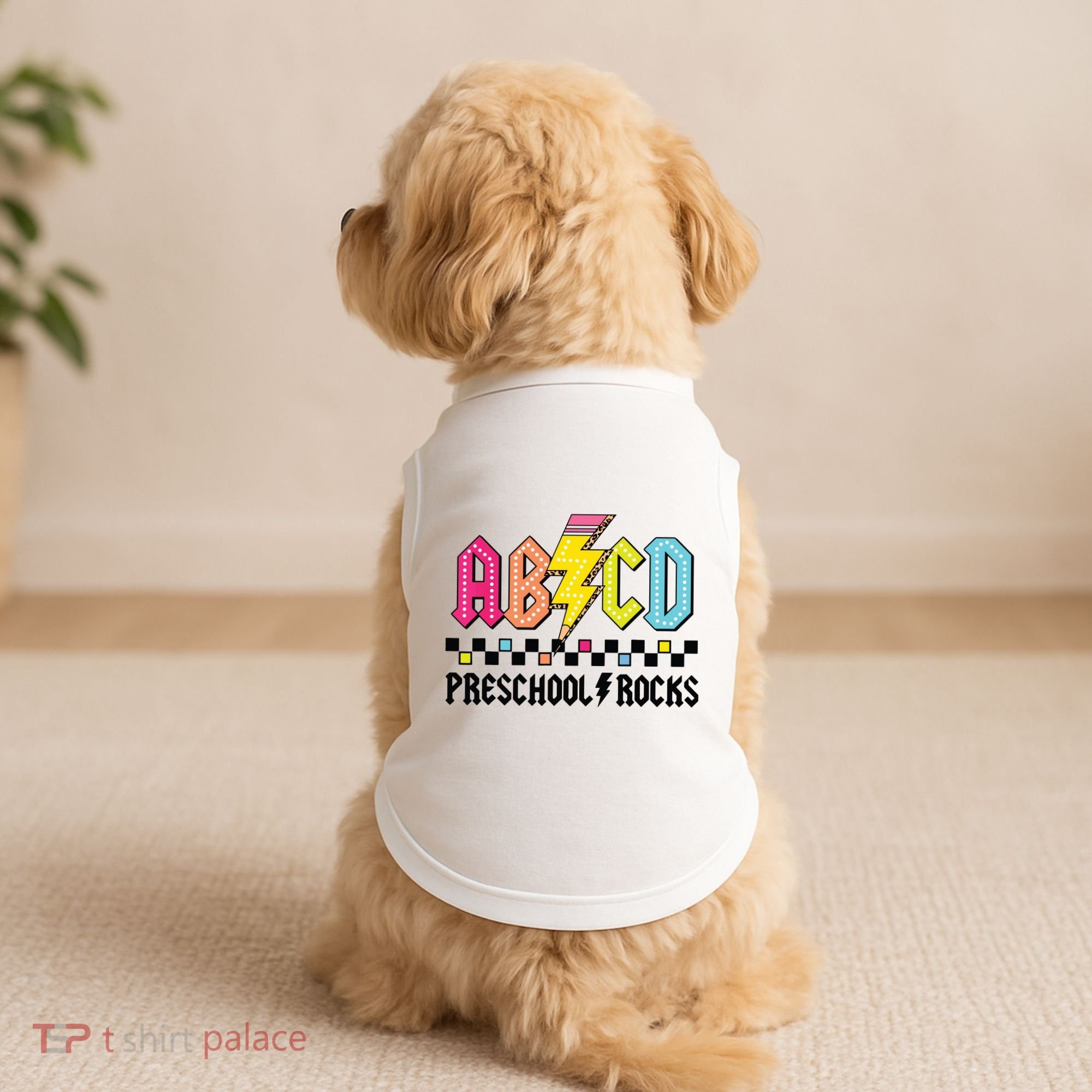 Abcd Preschool Rocks Pencil Lightning Teachers Rock Boy Doggie Tank