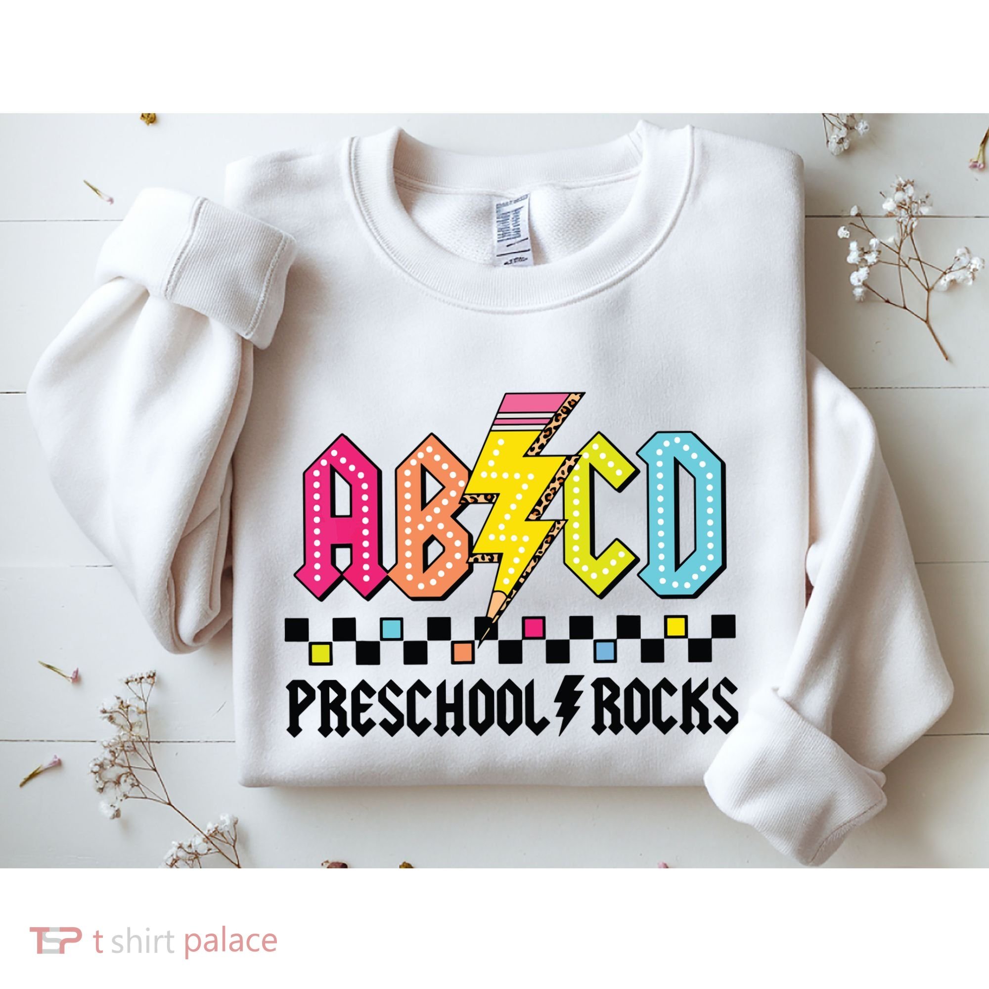 Abcd Preschool Rocks Pencil Lightning Teachers Rock Boy Sweatshirt