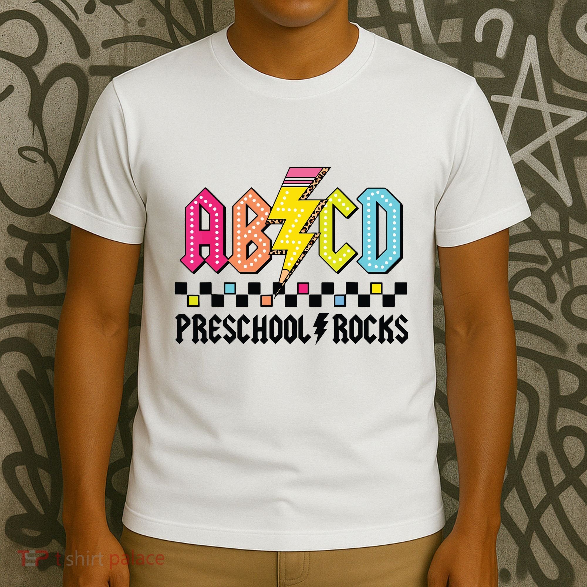 Abcd Preschool Rocks Pencil Lightning Teachers Rock Boy T-Shirt
