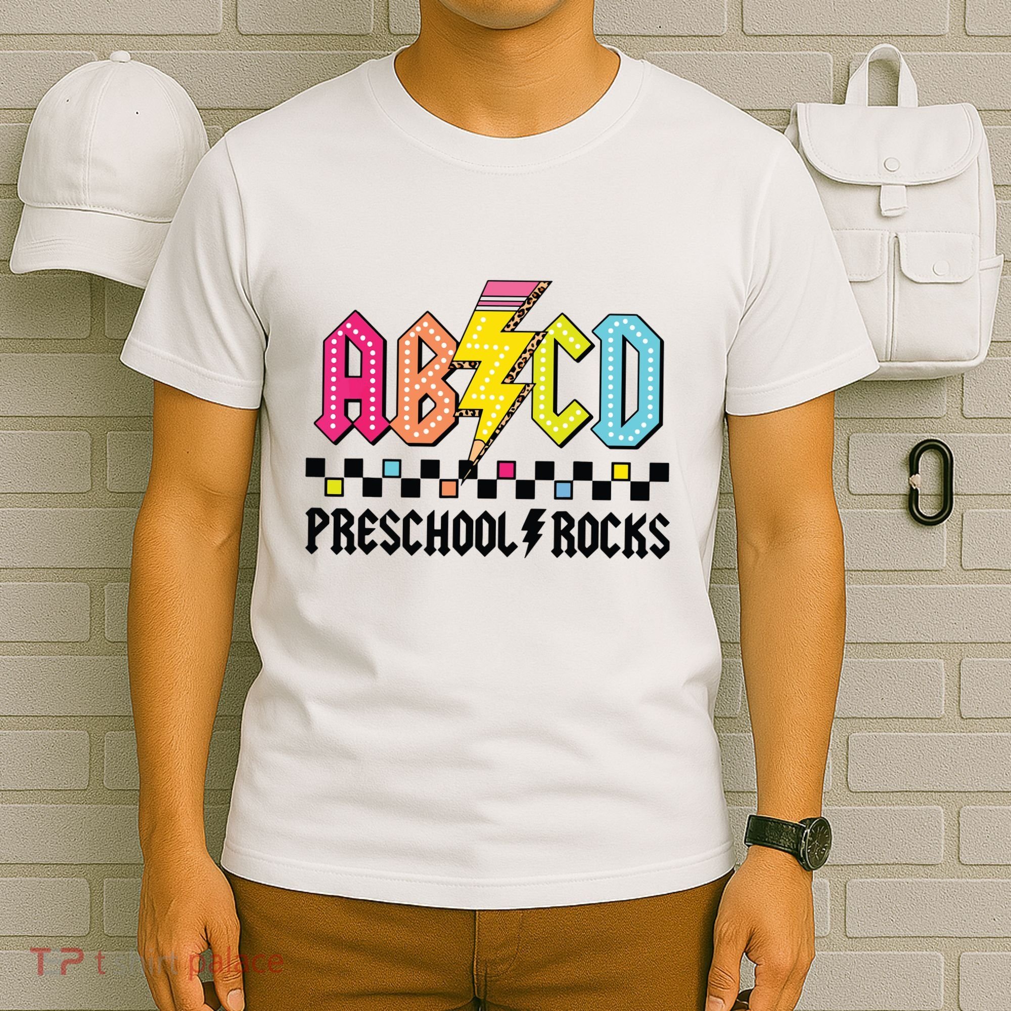 Abcd Preschool Rocks Pencil Lightning Teachers Rock Boy T-Shirt