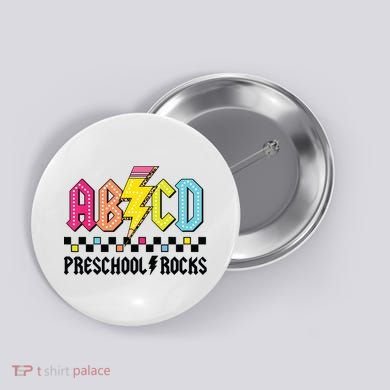 Abcd Preschool Rocks Pencil Lightning Teachers Rock Boy Button