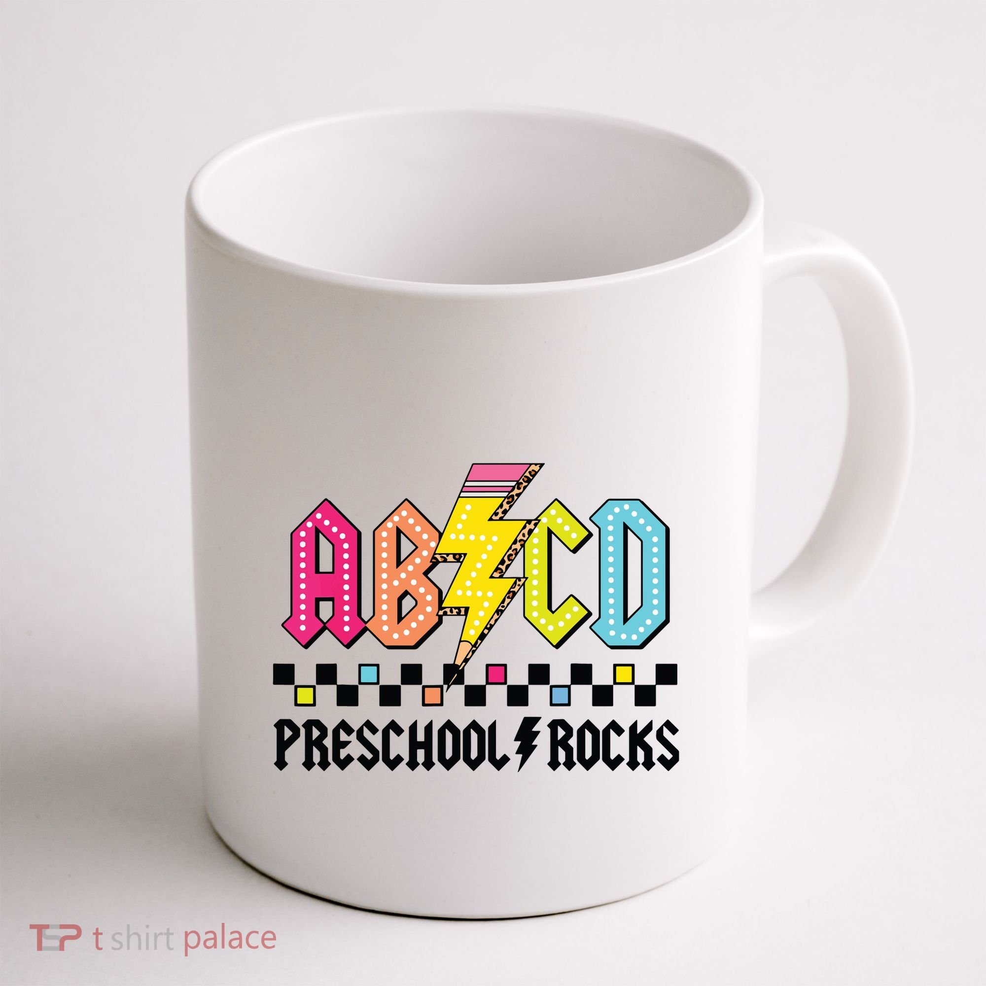 Abcd Preschool Rocks Pencil Lightning Teachers Rock Boy Coffee Mug