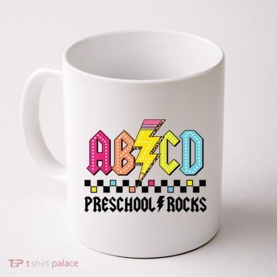 Abcd Preschool Rocks Pencil Lightning Teachers Rock Boy Coffee Mug
