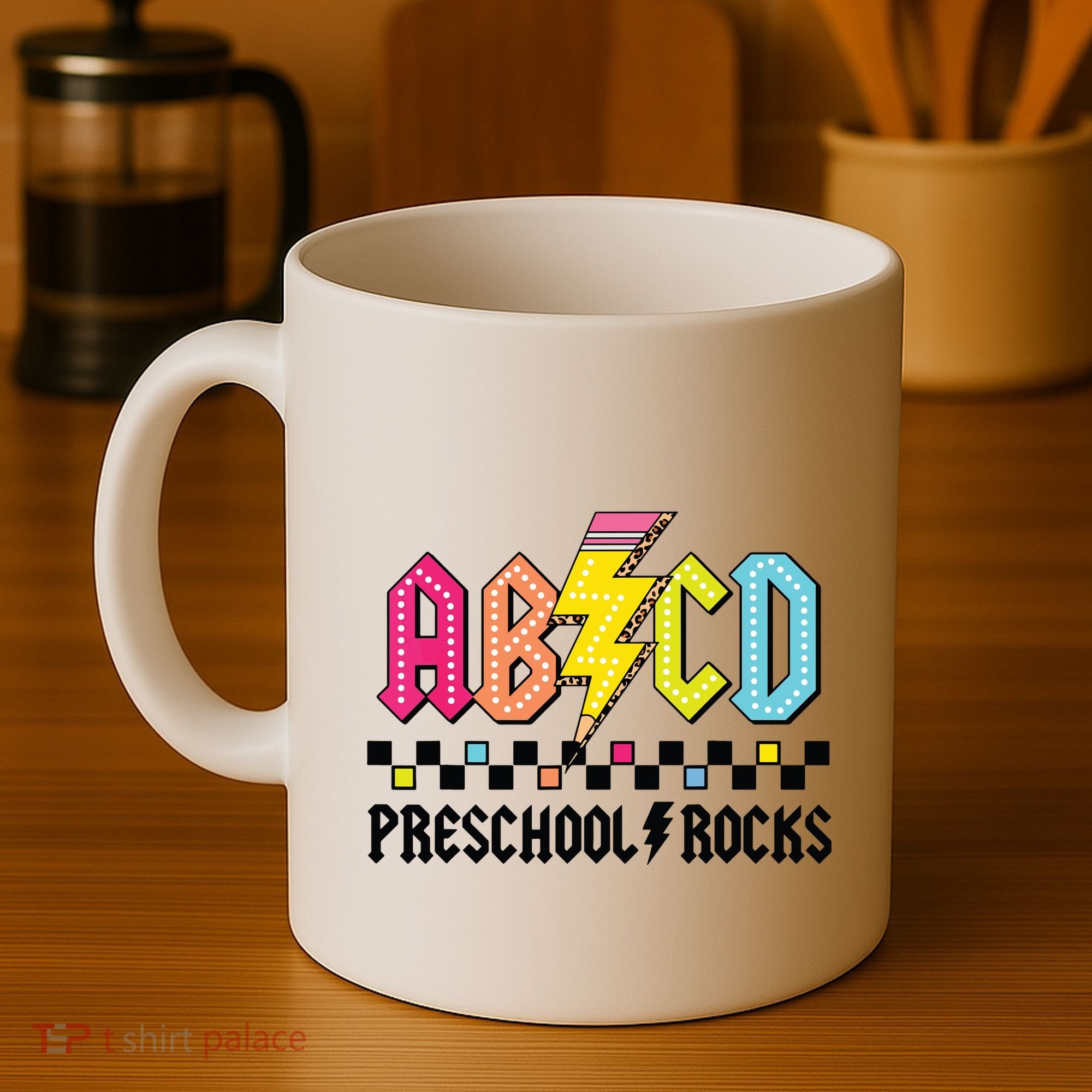 Abcd Preschool Rocks Pencil Lightning Teachers Rock Boy Coffee Mug