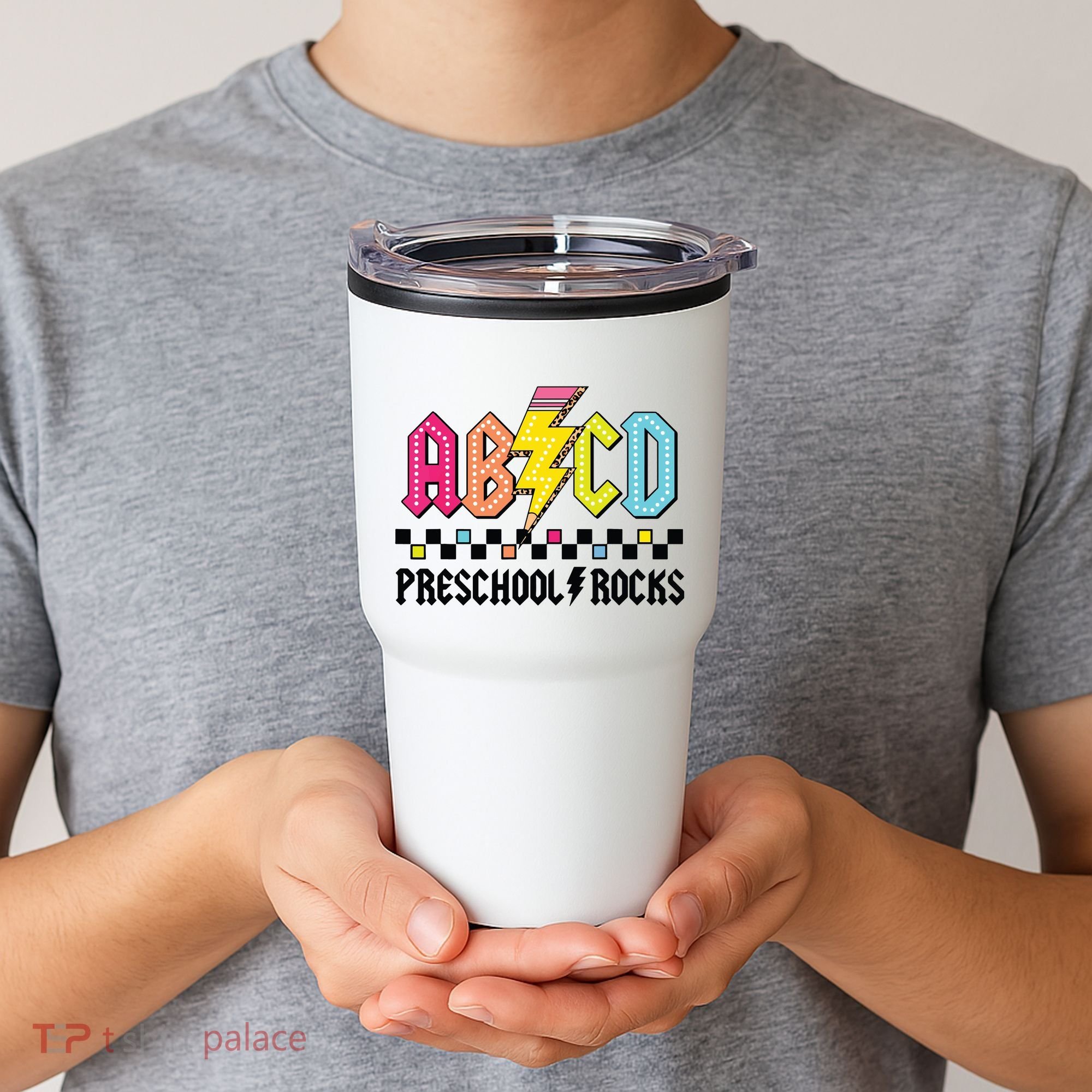 Abcd Preschool Rocks Pencil Lightning Teachers Rock Boy Tumbler