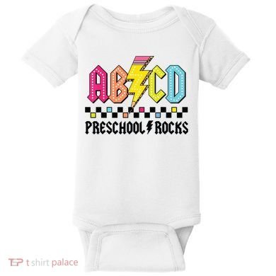 Abcd Preschool Rocks Pencil Lightning Teachers Rock Boy Baby Bodysuit