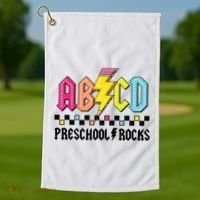 Abcd Preschool Rocks Pencil Lightning Teachers Rock Boy Golf Towel thumb 1