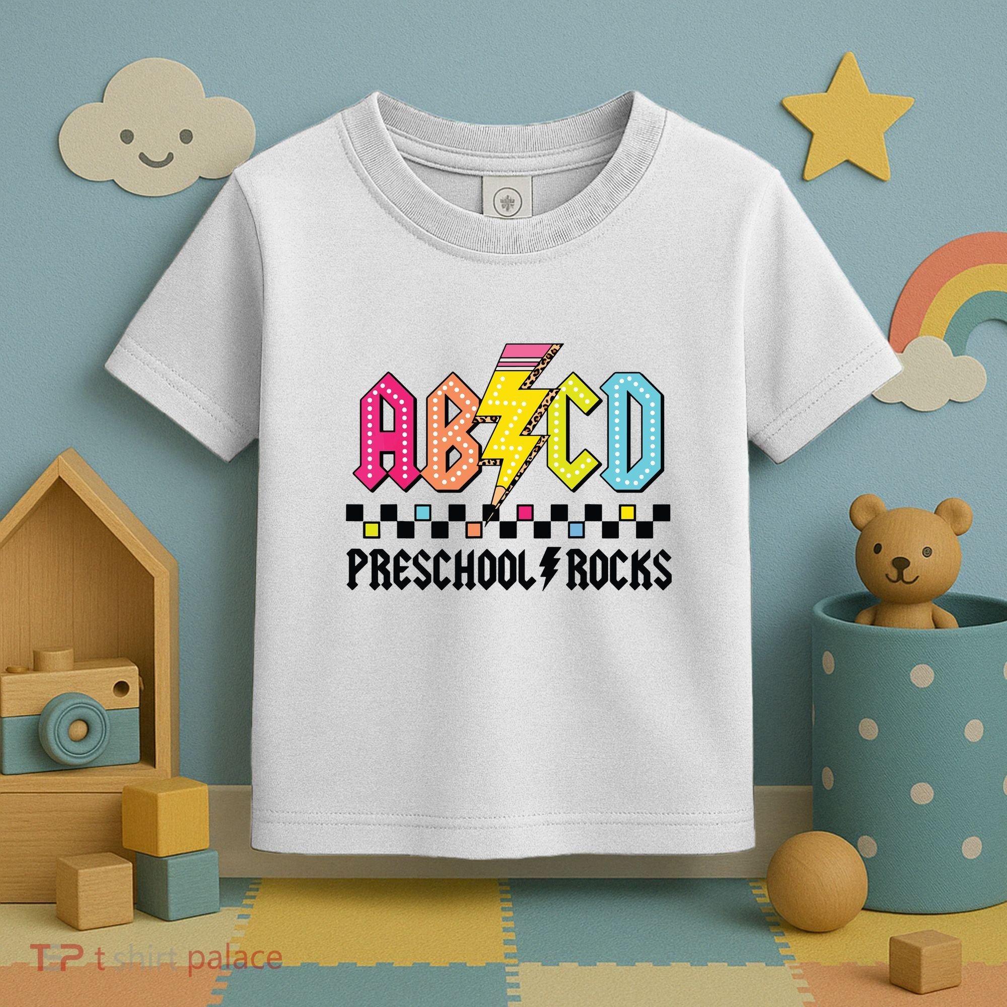 Abcd Preschool Rocks Pencil Lightning Teachers Rock Boy Toddler T-Shirt