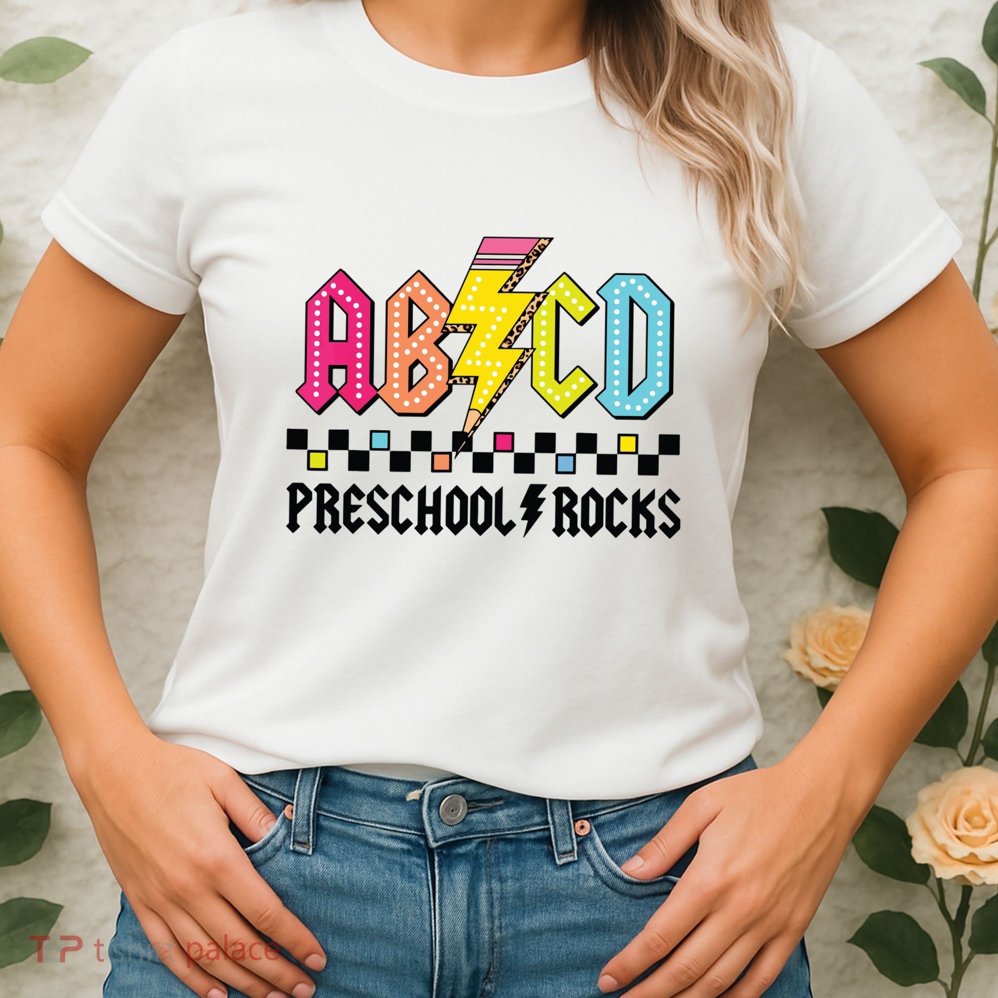 Abcd Preschool Rocks Pencil Lightning Teachers Rock Boy Women's T-Shirt
