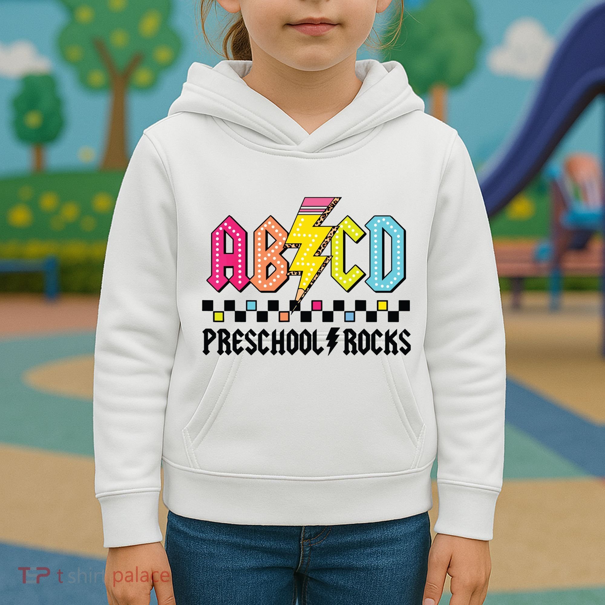 Abcd Preschool Rocks Pencil Lightning Teachers Rock Boy Kids Hoodie