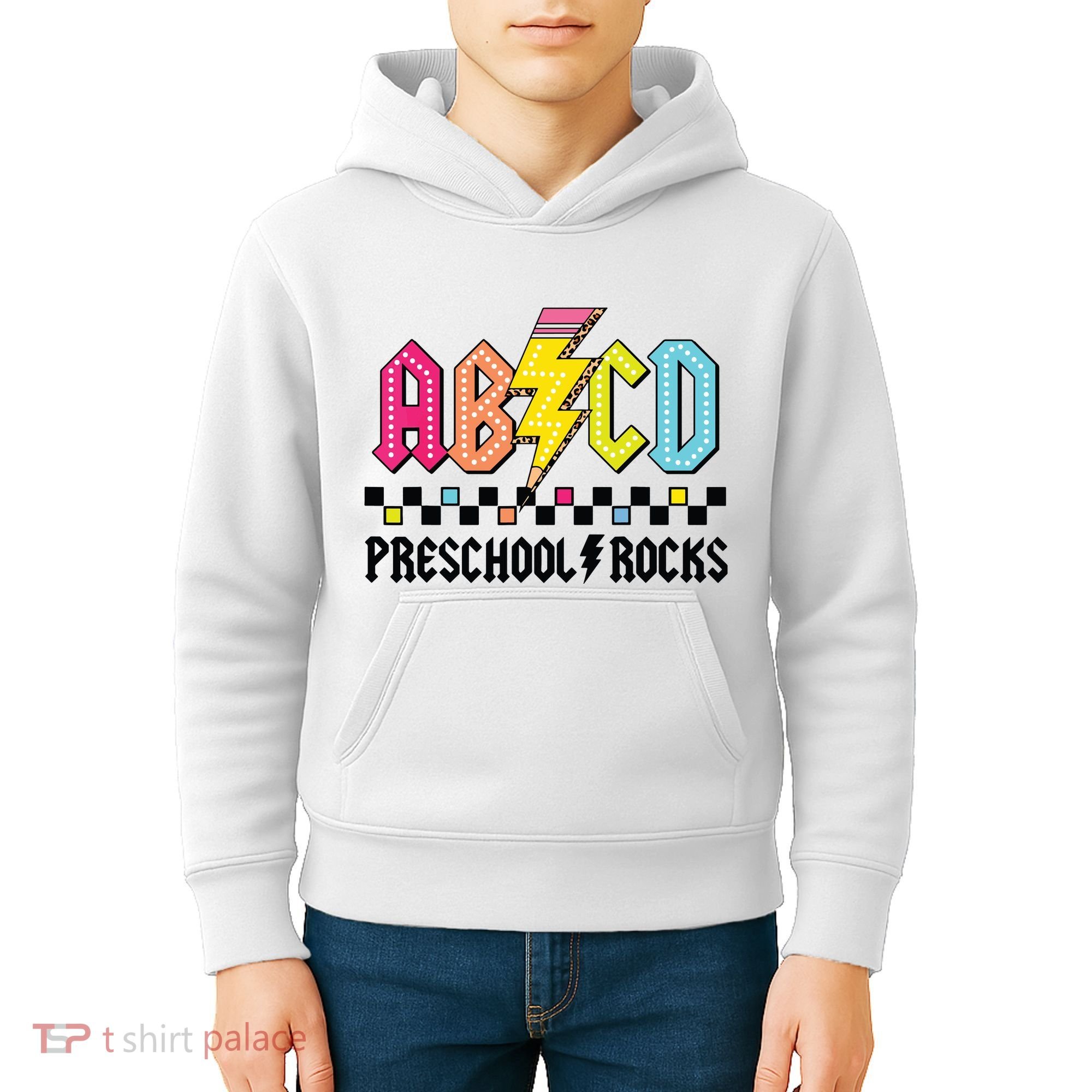Abcd Preschool Rocks Pencil Lightning Teachers Rock Boy Kids Hoodie
