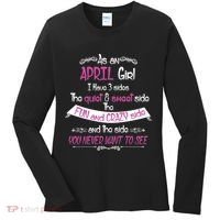 April Girl Sweet But Crazy Funny Birthday Women's Long Sleeve Shirt thumb 0