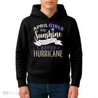 April Girls Are Sunshine Mixed With Hurricane Kids Hoodie thumb 4