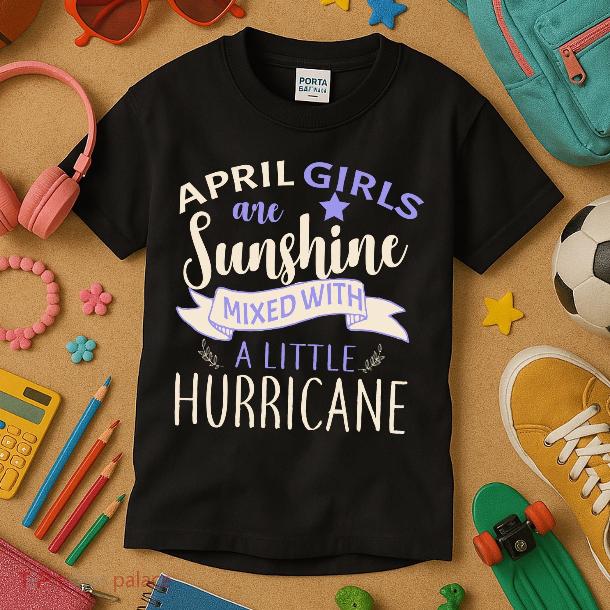April Girls Are Sunshine Mixed With Hurricane Kids T-Shirt
