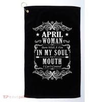 April Woman Funny Birthday Golf Towel thumb 0
