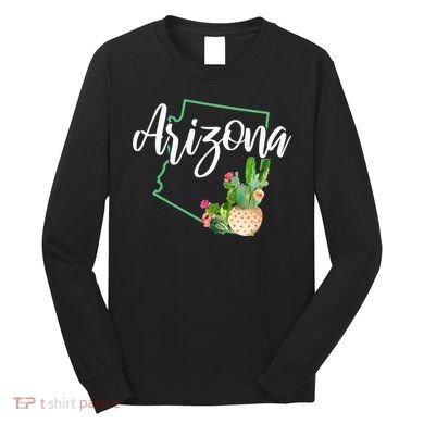 Arizona Pride State Map Cactus Vintage Arizona Long Sleeve Shirt
