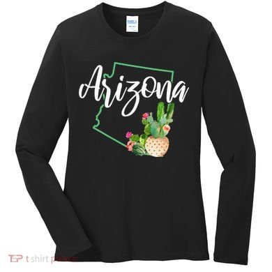 Arizona Pride State Map Cactus Vintage Arizona Women's Long Sleeve Shirt