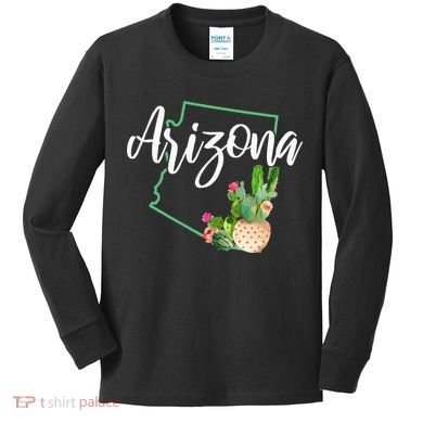 Arizona Pride State Map Cactus Vintage Arizona Kids Long Sleeve Shirt