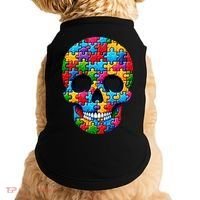 Autism Puzzle Skull Artistic Autism Awareness Support Gift Doggie Tank thumb 0