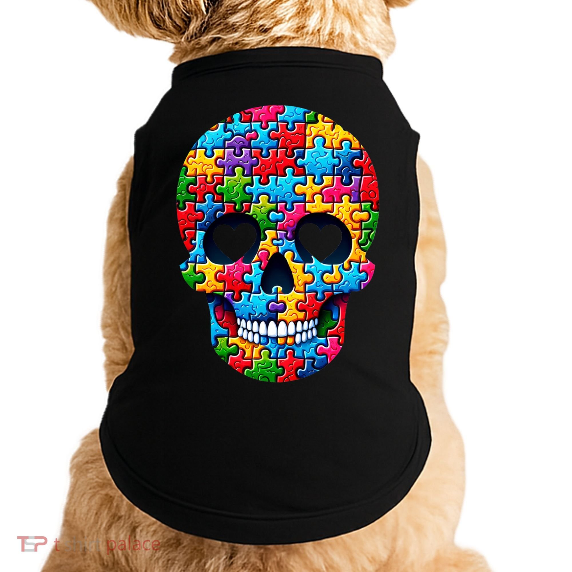 Autism Puzzle Skull Artistic Autism Awareness Support Gift Doggie Tank