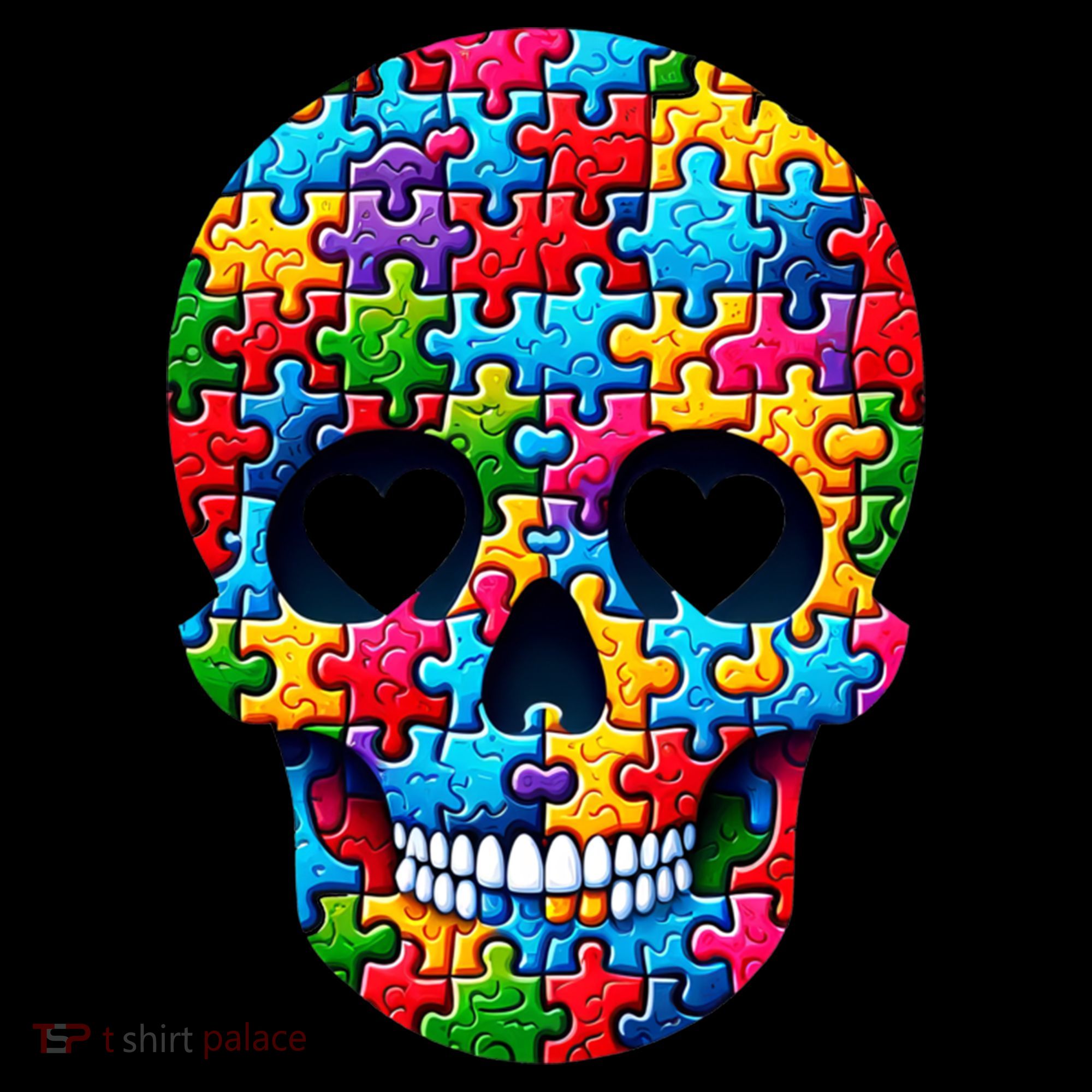 Autism Puzzle Skull Artistic Autism Awareness Support Gift USA-Made Doggie Bandana