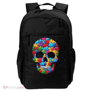 Autism Puzzle Skull Artistic Autism Awareness Support Gift Backpack