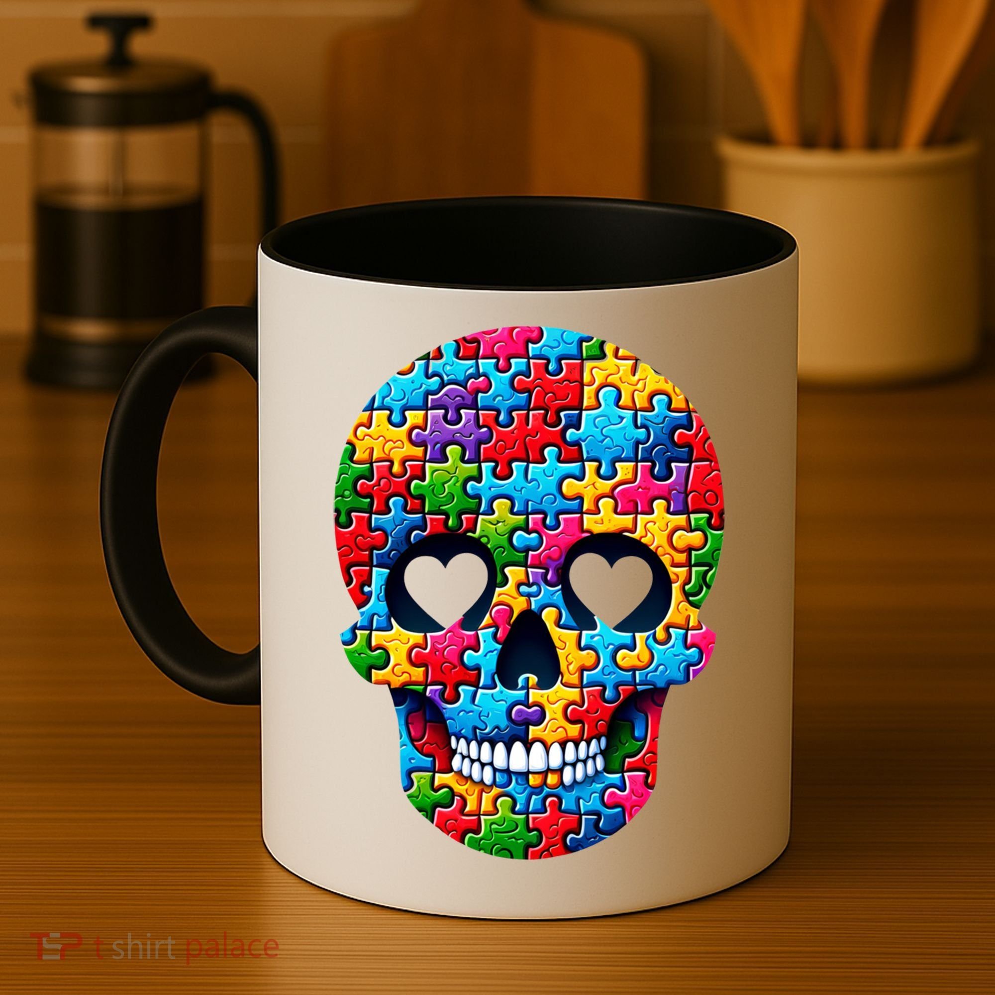 Autism Puzzle Skull Artistic Autism Awareness Support Gift Coffee Mug