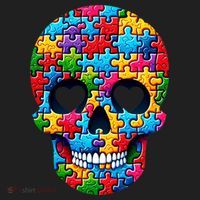 Autism Puzzle Skull Artistic Autism Awareness Support Gift Beanie thumb 2