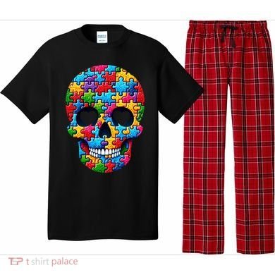 Autism Puzzle Skull Artistic Autism Awareness Support Gift Pajama Set