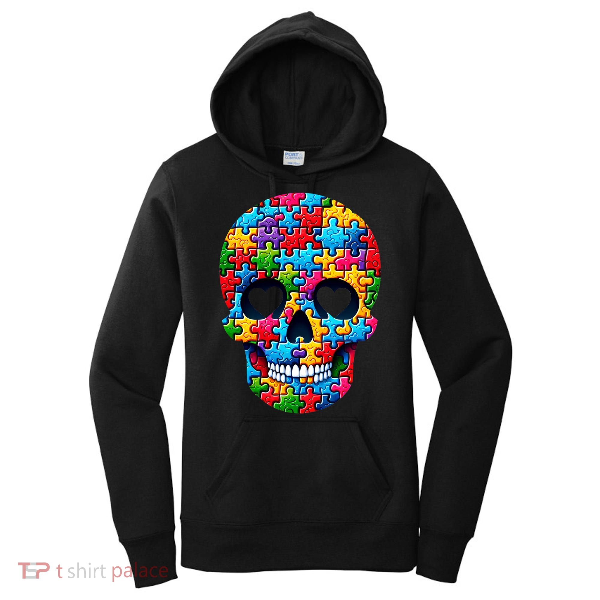 Autism Puzzle Skull Artistic Autism Awareness Support Gift Women's Hoodie