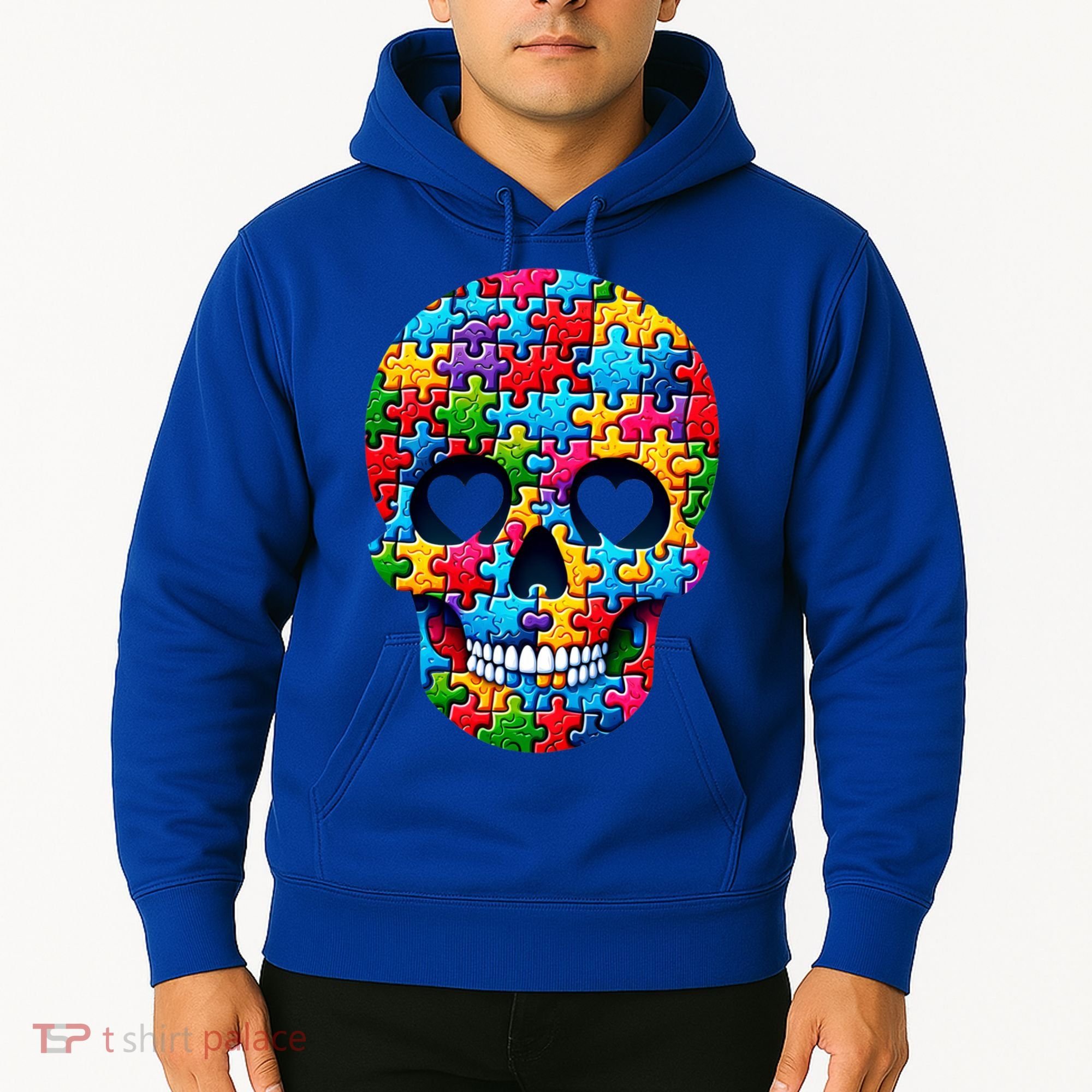 Autism Puzzle Skull Artistic Autism Awareness Support Gift Hoodie