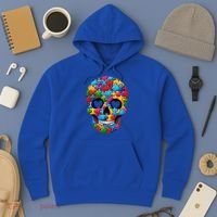 Autism Puzzle Skull Artistic Autism Awareness Support Gift Hoodie thumb 3