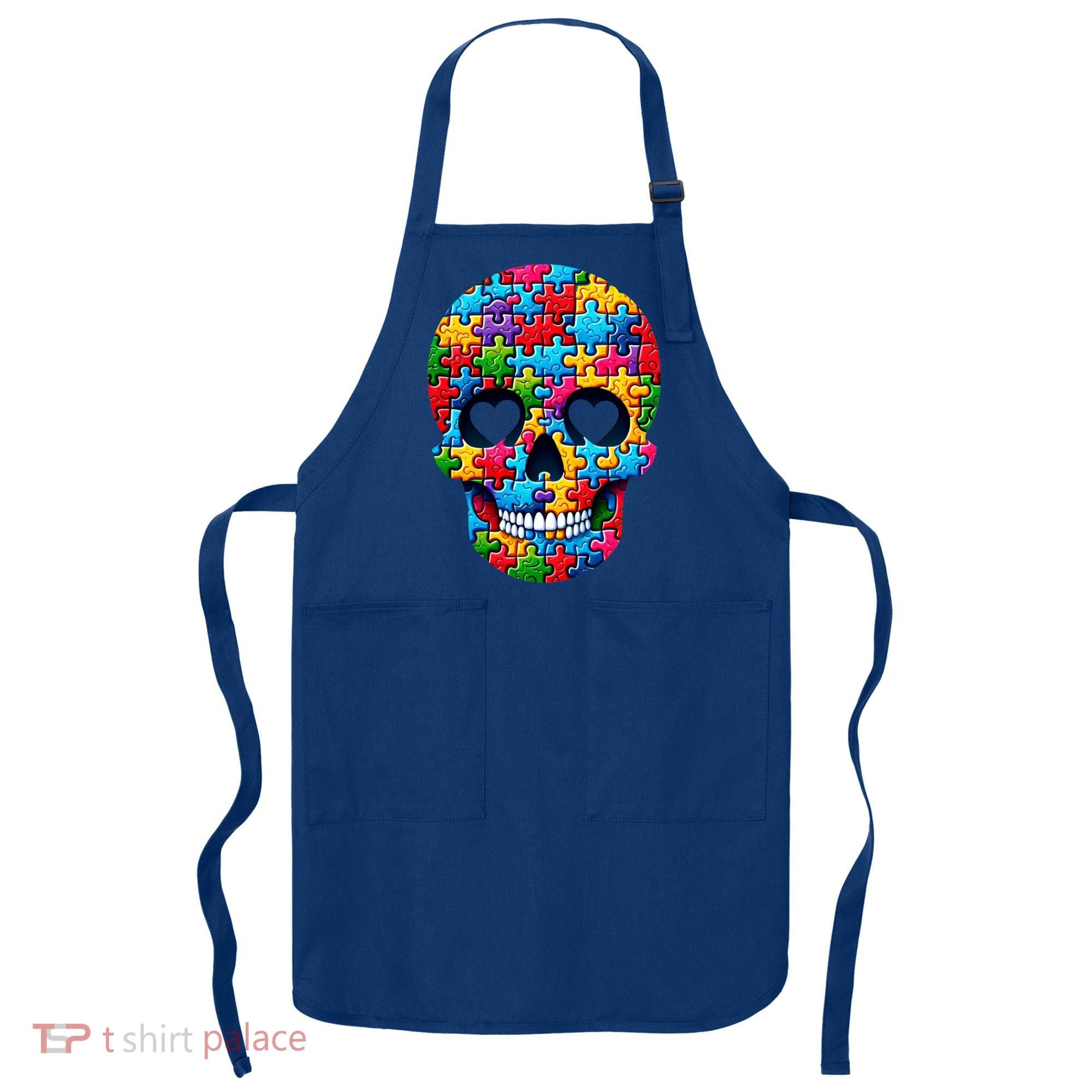 Autism Puzzle Skull Artistic Autism Awareness Support Gift Apron