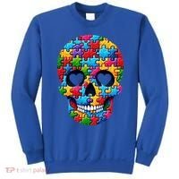 Autism Puzzle Skull Artistic Autism Awareness Support Gift Sweatshirt thumb 0