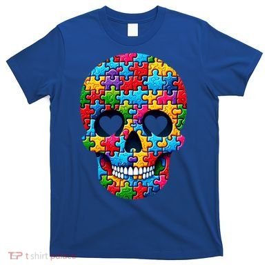 Autism Puzzle Skull Artistic Autism Awareness Support Gift T-Shirt