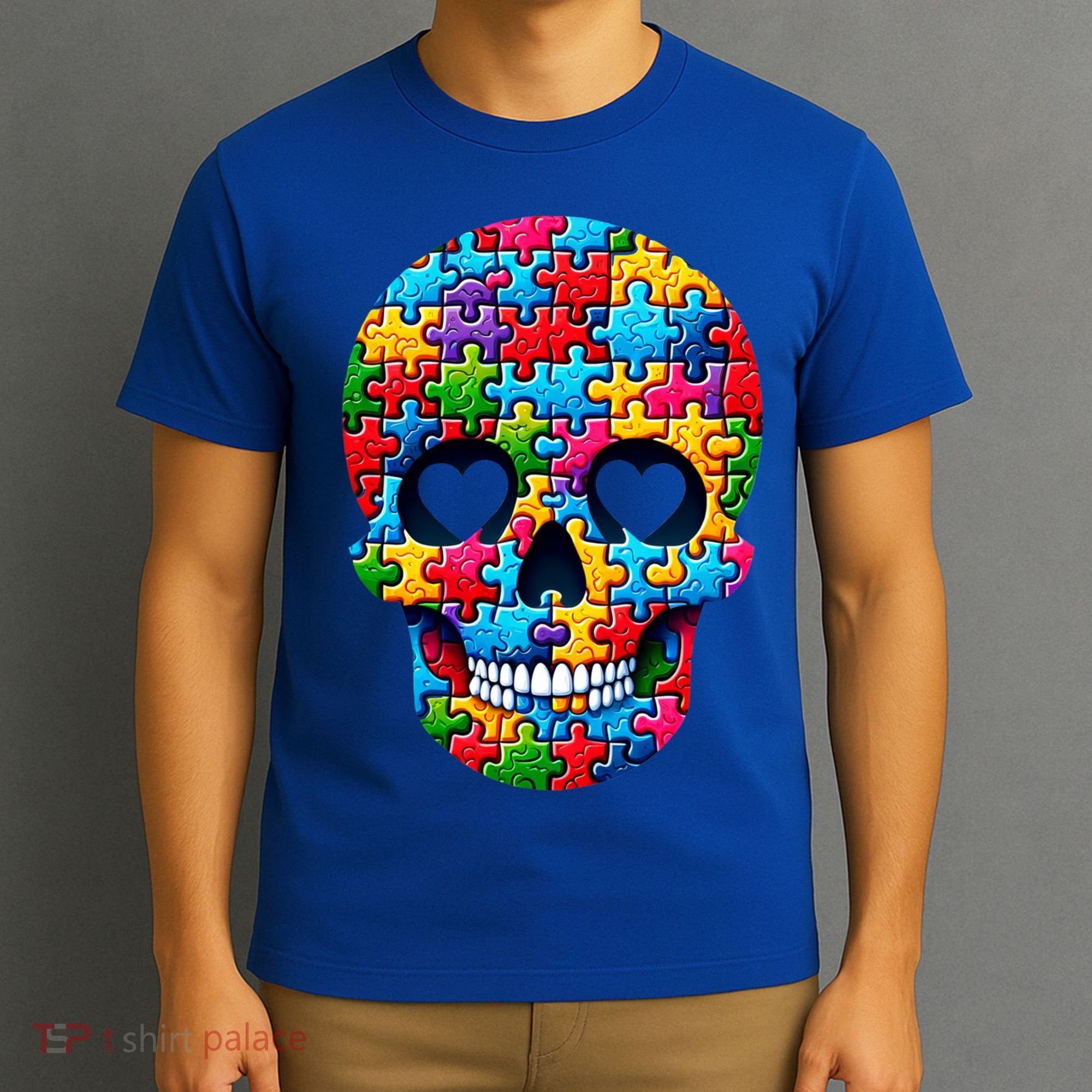 Autism Puzzle Skull Artistic Autism Awareness Support Gift T-Shirt
