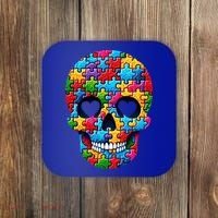Autism Puzzle Skull Artistic Autism Awareness Support Gift Coaster thumb 0