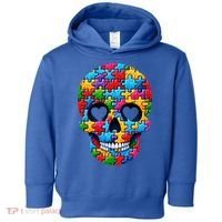 Autism Puzzle Skull Artistic Autism Awareness Support Gift Toddler Hoodie thumb 0