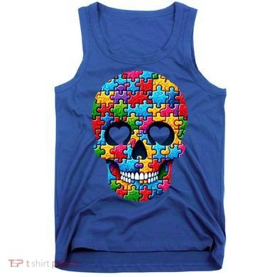 Autism Puzzle Skull Artistic Autism Awareness Support Gift Tank Top