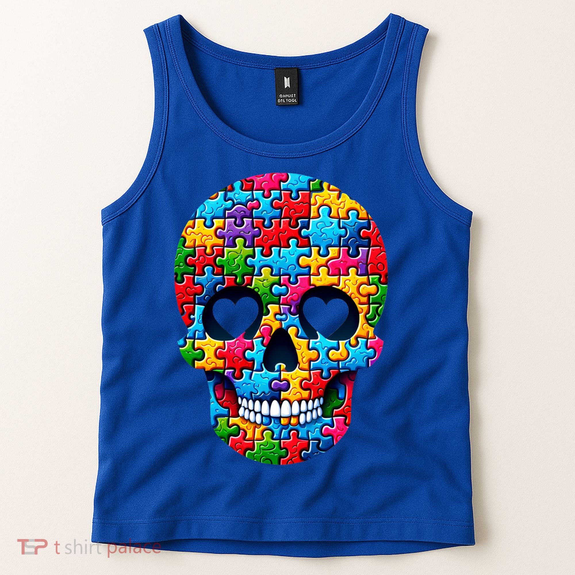 Autism Puzzle Skull Artistic Autism Awareness Support Gift Tank Top