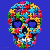 Autism Puzzle Skull Artistic Autism Awareness Support Gift Tank Top thumb 6