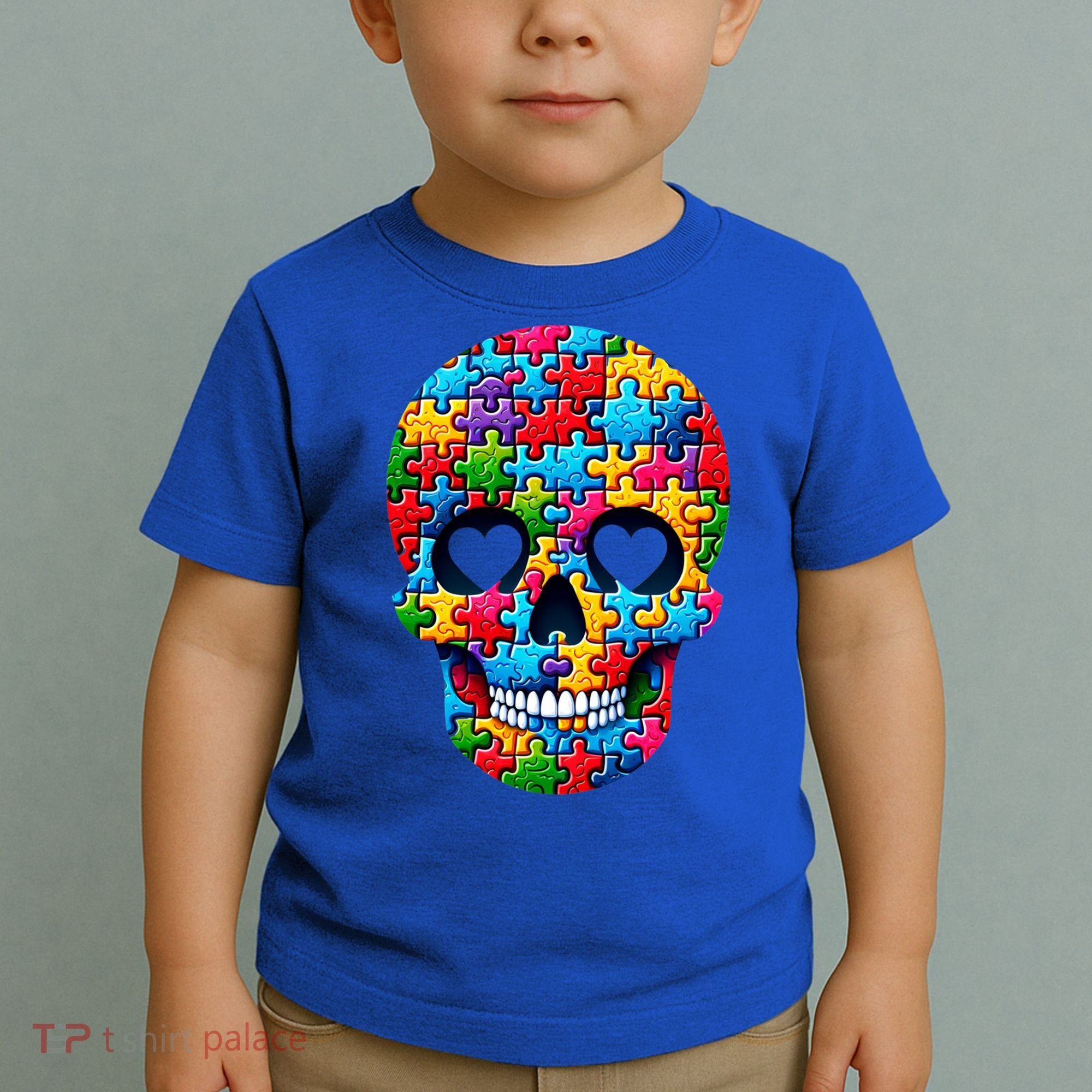 Autism Puzzle Skull Artistic Autism Awareness Support Gift Toddler T-Shirt