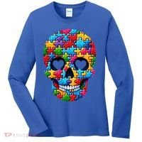Autism Puzzle Skull Artistic Autism Awareness Support Gift Women's Long Sleeve Shirt thumb 0