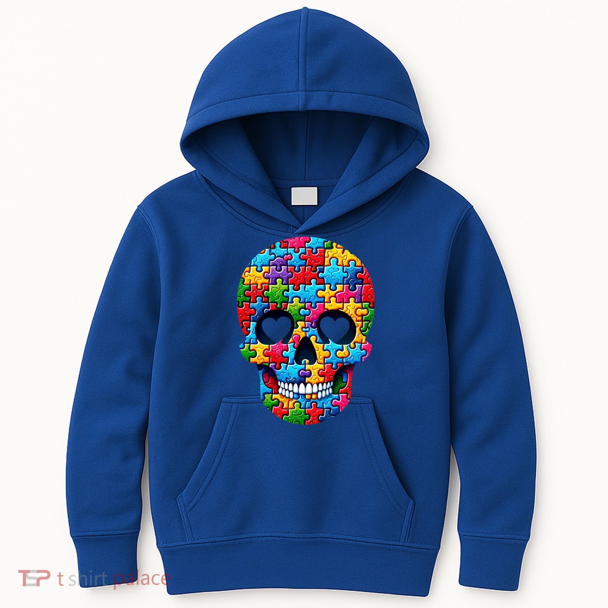 Autism Puzzle Skull Artistic Autism Awareness Support Gift Kids Hoodie